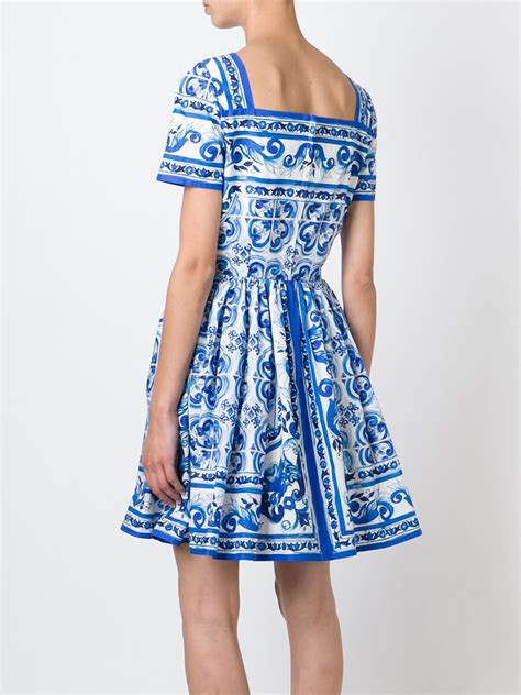 dolce gabbana blue majolica dress|short majolica print dress.